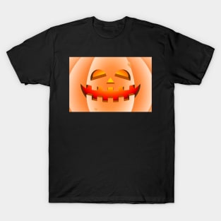 Halloween pumpkin bad but happy in the foreground T-Shirt